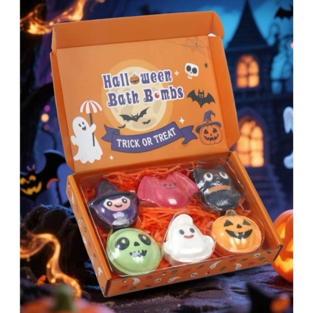 Halloween Bath Bombs Gift Set - 6 Pack Spooky Scented Bath Bombs Ghost Pumpkin..